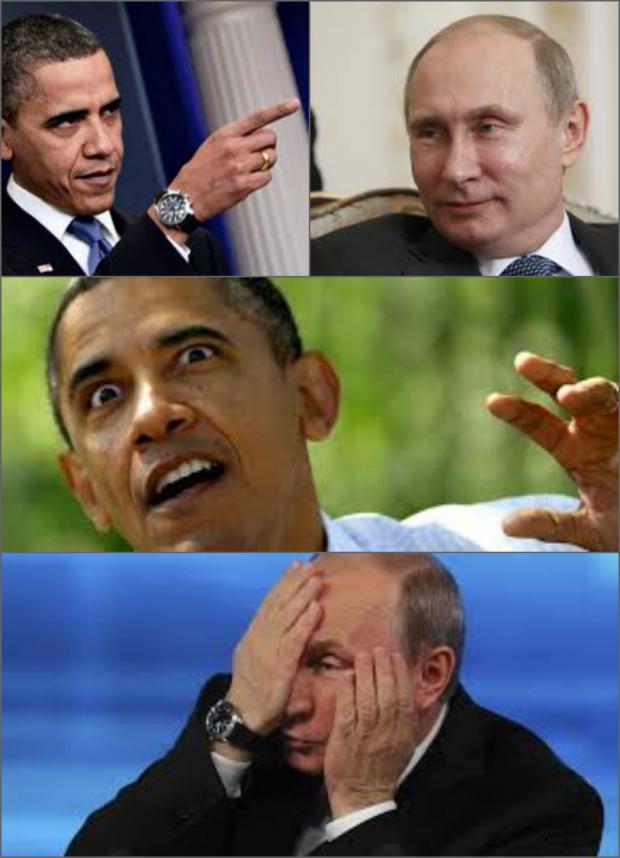 High Quality Obama v Putin Blank Meme Template