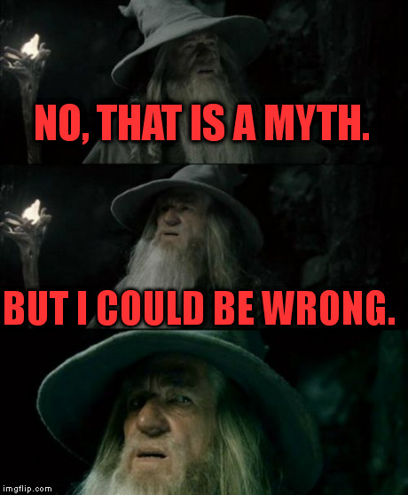 Confused Gandalf Meme | NO, THAT IS A MYTH. BUT I COULD BE WRONG. | image tagged in memes,confused gandalf | made w/ Imgflip meme maker