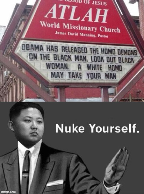 Anti-Gay? Nuke Yourself. | image tagged in nuke yourself,kill yourself,obama,wtf | made w/ Imgflip meme maker