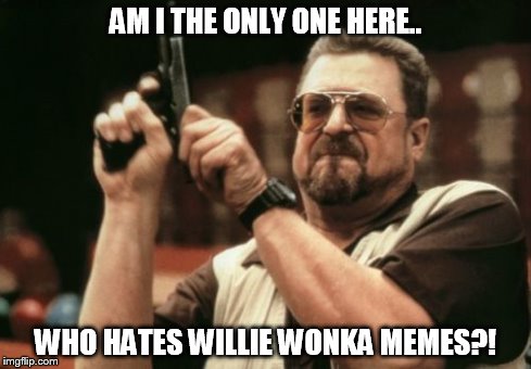 Am I The Only One Around Here | AM I THE ONLY ONE HERE.. WHO HATES WILLIE WONKA MEMES?! | image tagged in memes,am i the only one around here | made w/ Imgflip meme maker