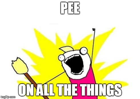 X All The Y | PEE ON ALL THE THINGS | image tagged in memes,x all the y,AdviceAnimals | made w/ Imgflip meme maker
