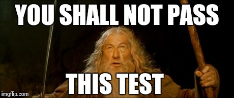 gandalf you shall not pass | YOU SHALL NOT PASS THIS TEST | image tagged in gandalf you shall not pass | made w/ Imgflip meme maker
