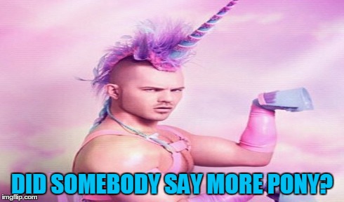 Brony up! | DID SOMEBODY SAY MORE PONY? | image tagged in pony,my little pony,unicorn | made w/ Imgflip meme maker