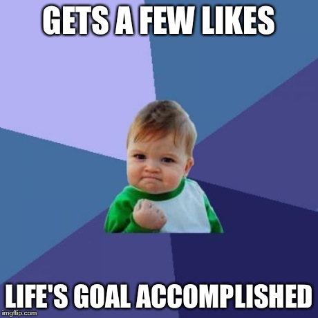 Success Kid Meme | GETS A FEW LIKES LIFE'S GOAL ACCOMPLISHED | image tagged in memes,success kid | made w/ Imgflip meme maker