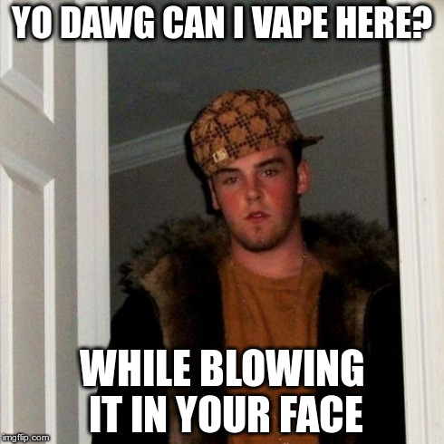 Scumbag Steve Meme | YO DAWG CAN I VAPE HERE? WHILE BLOWING IT IN YOUR FACE | image tagged in memes,scumbag steve | made w/ Imgflip meme maker