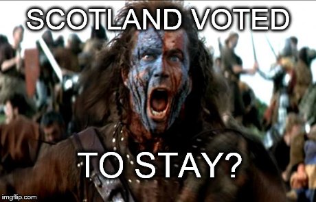 FReedom | SCOTLAND VOTED TO STAY? | image tagged in freedom | made w/ Imgflip meme maker