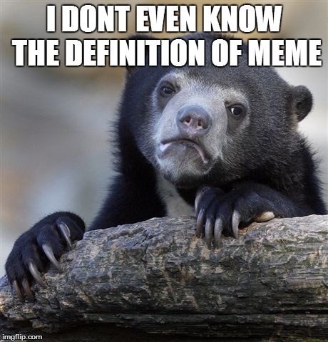 Confession #1 | I DONT EVEN KNOW THE DEFINITION OF MEME | image tagged in memes,confession bear,babes,funny,definitions | made w/ Imgflip meme maker