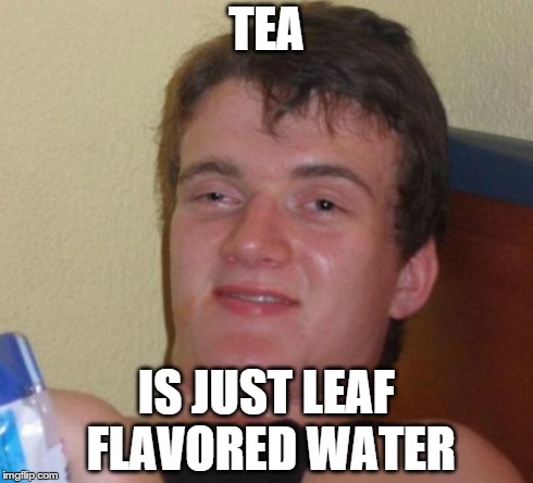 10 Guy | TEA IS JUST LEAF FLAVORED WATER | image tagged in memes,10 guy | made w/ Imgflip meme maker