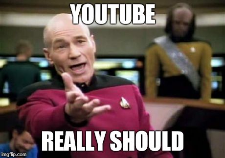 Picard Wtf Meme | YOUTUBE REALLY SHOULD | image tagged in memes,picard wtf | made w/ Imgflip meme maker