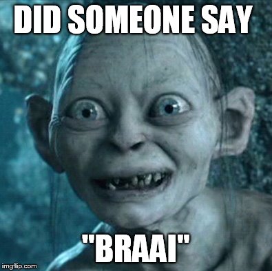 My precious Braai | DID SOMEONE SAY "BRAAI" | image tagged in memes,gollum | made w/ Imgflip meme maker