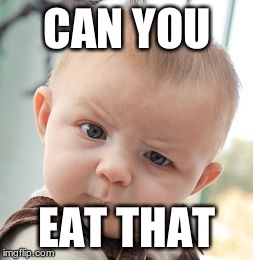 Skeptical Baby Meme | CAN YOU EAT THAT | image tagged in memes,skeptical baby | made w/ Imgflip meme maker