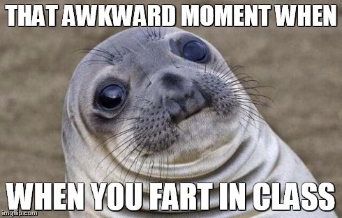 Awkward Moment Sealion Meme | THAT AWKWARD MOMENT WHEN WHEN YOU FART IN CLASS | image tagged in memes,awkward moment sealion | made w/ Imgflip meme maker