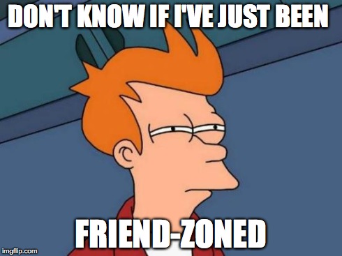 Futurama Fry Meme | DON'T KNOW IF I'VE JUST BEEN FRIEND-ZONED | image tagged in memes,futurama fry | made w/ Imgflip meme maker