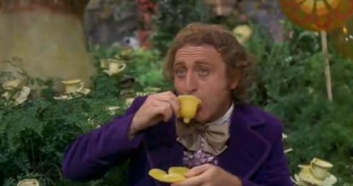 High Quality Willy Wonka Drinking Tea Blank Meme Template