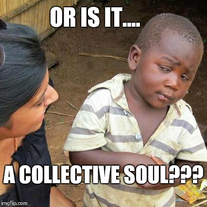 Third World Skeptical Kid Meme | OR IS IT.... A COLLECTIVE SOUL??? | image tagged in memes,third world skeptical kid | made w/ Imgflip meme maker