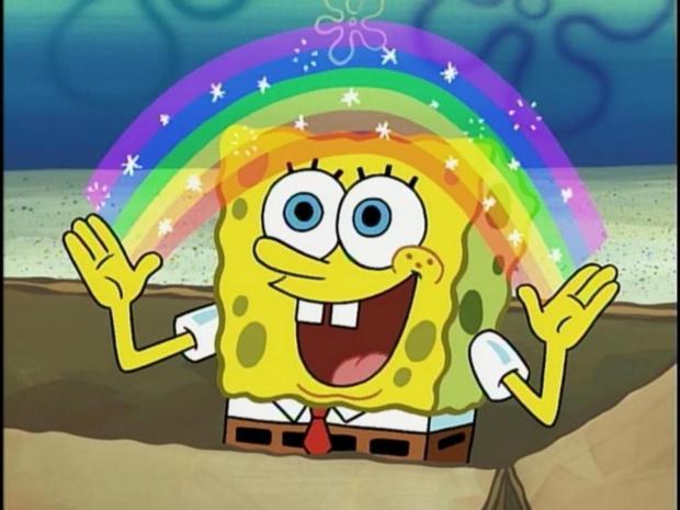 High Quality Spongebob rainbow Blank Meme Template