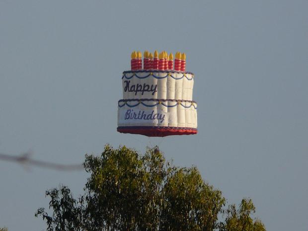 flying birthday cake Blank Meme Template