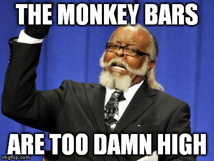 Too Damn High Meme | THE MONKEY BARS ARE TOO DAMN HIGH | image tagged in memes,too damn high | made w/ Imgflip meme maker