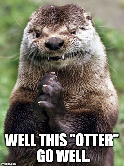 The newest super villain. Bad pun Otter!! | WELL THIS "OTTER" GO WELL. | image tagged in memes,evil otter | made w/ Imgflip meme maker
