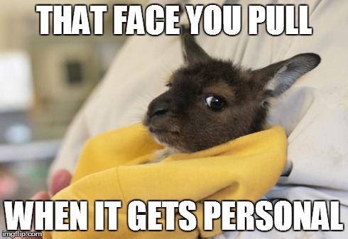 Personal Kangaroo  | THAT FACE YOU PULL WHEN IT GETS PERSONAL | image tagged in memes,cute,funny,that moment when | made w/ Imgflip meme maker