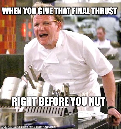 Chef Gordon Ramsay Meme | WHEN YOU GIVE THAT FINAL THRUST RIGHT BEFORE YOU NUT | image tagged in memes,chef gordon ramsay | made w/ Imgflip meme maker