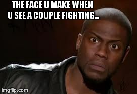Kevin Hart Meme | THE FACE U MAKE WHEN U SEE A COUPLE FIGHTING... | image tagged in memes,kevin hart the hell | made w/ Imgflip meme maker