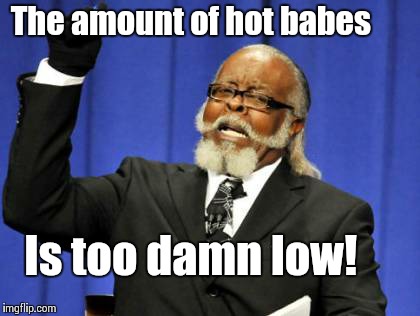 Too Damn High Meme | The amount of hot babes Is too damn low! | image tagged in memes,too damn high | made w/ Imgflip meme maker