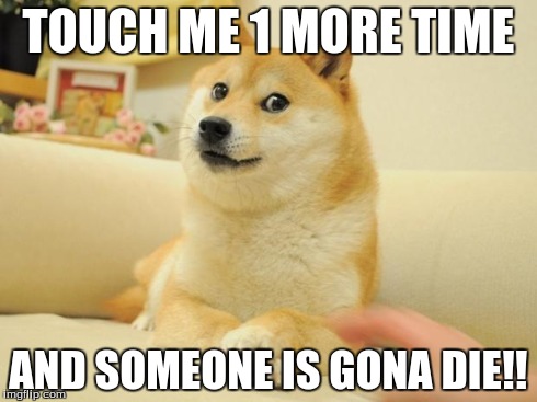 Doge 2 | TOUCH ME 1 MORE TIME AND SOMEONE IS GONA DIE!! | image tagged in memes,doge 2 | made w/ Imgflip meme maker