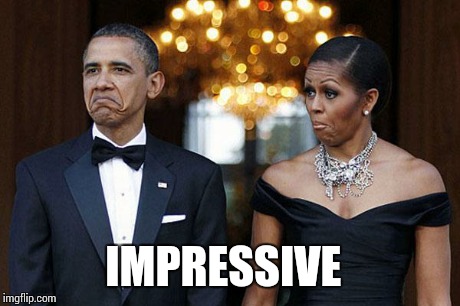 obama with wife not bad | IMPRESSIVE | image tagged in obama with wife not bad | made w/ Imgflip meme maker