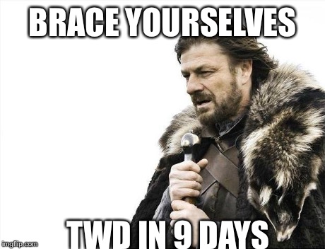Brace Yourselves X is Coming Meme | BRACE YOURSELVES TWD IN 9 DAYS | image tagged in memes,brace yourselves x is coming | made w/ Imgflip meme maker