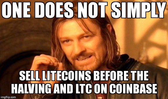 One Does Not Simply Meme | ONE DOES NOT SIMPLY SELL LITECOINS BEFORE THE HALVING AND LTC ON COINBASE | image tagged in memes,one does not simply,litecoin | made w/ Imgflip meme maker