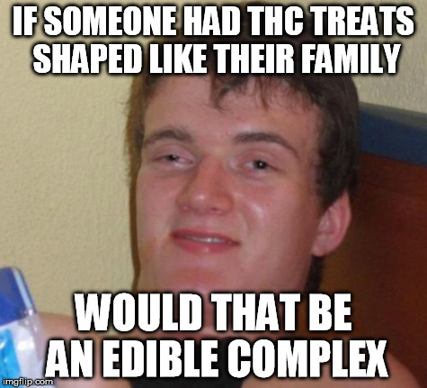 10 Guy Meme | IF SOMEONE HAD THC TREATS SHAPED LIKE THEIR FAMILY WOULD THAT BE AN EDIBLE COMPLEX | image tagged in memes,10 guy,see | made w/ Imgflip meme maker