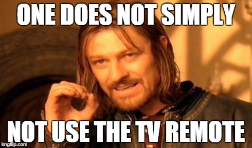 One Does Not Simply Meme | ONE DOES NOT SIMPLY NOT USE THE TV REMOTE | image tagged in memes,one does not simply | made w/ Imgflip meme maker
