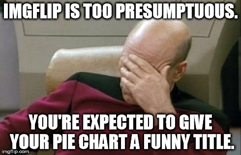 Captain Picard Facepalm | IMGFLIP IS TOO PRESUMPTUOUS. YOU'RE EXPECTED TO GIVE YOUR PIE CHART A FUNNY TITLE. | image tagged in memes,captain picard facepalm | made w/ Imgflip meme maker