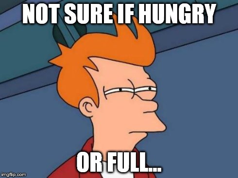 Futurama Fry Meme | NOT SURE IF HUNGRY OR FULL... | image tagged in memes,futurama fry | made w/ Imgflip meme maker