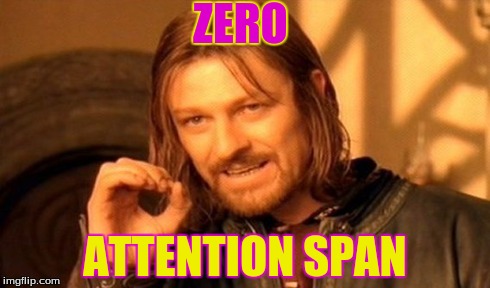 One Does Not Simply Meme | ZERO ATTENTION SPAN | image tagged in memes,one does not simply | made w/ Imgflip meme maker