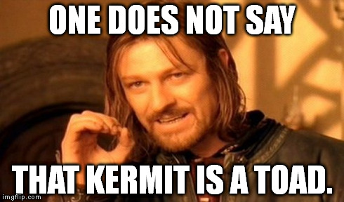 One Does Not Simply Meme | ONE DOES NOT SAY THAT KERMIT IS A TOAD. | image tagged in memes,one does not simply | made w/ Imgflip meme maker