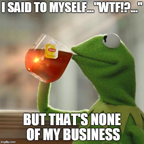 But That's None Of My Business | I SAID TO MYSELF..."WTF!?..." BUT THAT'S NONE OF MY BUSINESS | image tagged in memes,but thats none of my business,kermit the frog | made w/ Imgflip meme maker