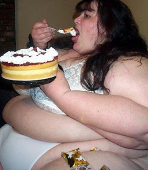 Fat woman with cake Blank Meme Template