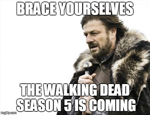 Brace Yourselves X is Coming | BRACE YOURSELVES THE WALKING DEAD SEASON 5 IS COMING | image tagged in memes,brace yourselves x is coming | made w/ Imgflip meme maker