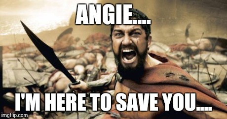 Sparta Leonidas | ANGIE.... I'M HERE TO SAVE YOU.... | image tagged in memes,sparta leonidas | made w/ Imgflip meme maker