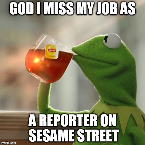But That's None Of My Business Meme | GOD I MISS MY JOB AS A REPORTER ON SESAME STREET | image tagged in memes,but thats none of my business,kermit the frog | made w/ Imgflip meme maker