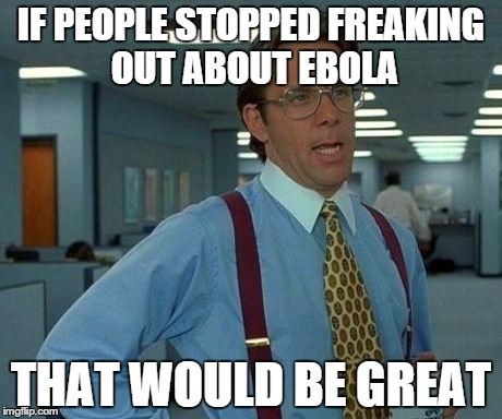 That Would Be Great Meme | IF PEOPLE STOPPED FREAKING OUT ABOUT EBOLA THAT WOULD BE GREAT | image tagged in memes,that would be great | made w/ Imgflip meme maker