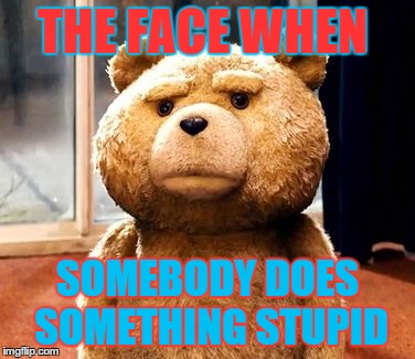 TED | THE FACE WHEN SOMEBODY DOES SOMETHING STUPID | image tagged in memes,ted | made w/ Imgflip meme maker