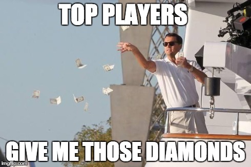 Di Caprio Money | TOP PLAYERS GIVE ME THOSE DIAMONDS | image tagged in di caprio money | made w/ Imgflip meme maker