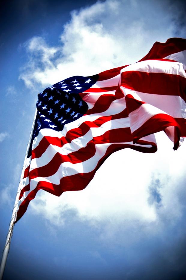 U.S. military flag waving on pole Blank Meme Template