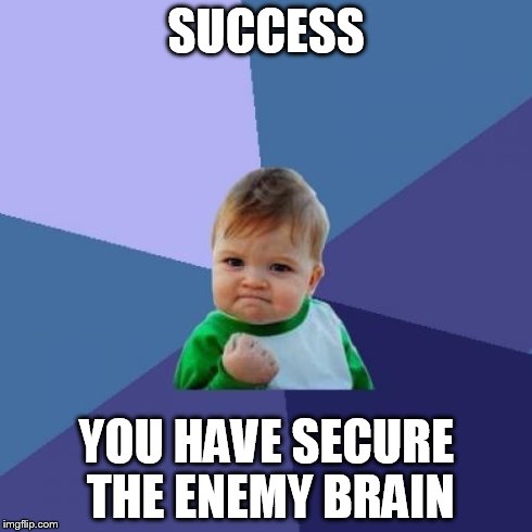 Success Kid Meme | SUCCESS YOU HAVE SECURE THE ENEMY BRAIN | image tagged in memes,success kid | made w/ Imgflip meme maker