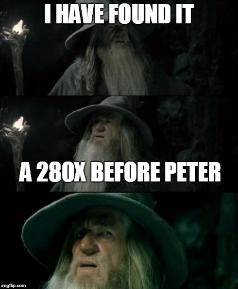 Confused Gandalf Meme | I HAVE FOUND IT A 280X BEFORE PETER | image tagged in memes,confused gandalf | made w/ Imgflip meme maker