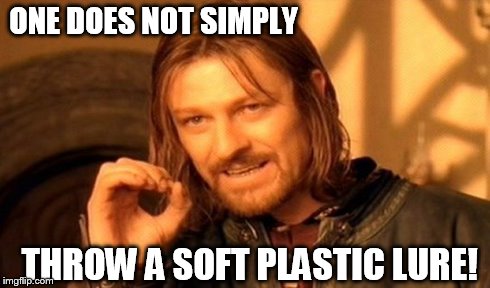 One Does Not Simply | ONE DOES NOT SIMPLY THROW A SOFT PLASTIC LURE! | image tagged in memes,one does not simply | made w/ Imgflip meme maker