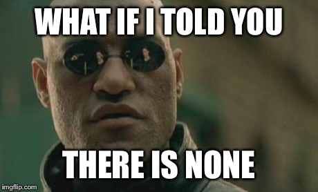 Matrix Morpheus Meme | WHAT IF I TOLD YOU THERE IS NONE | image tagged in memes,matrix morpheus | made w/ Imgflip meme maker